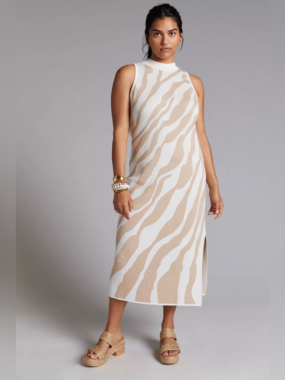 Anthropologie Dolan Mock Neck Knit MIDI Dress Sz Medium